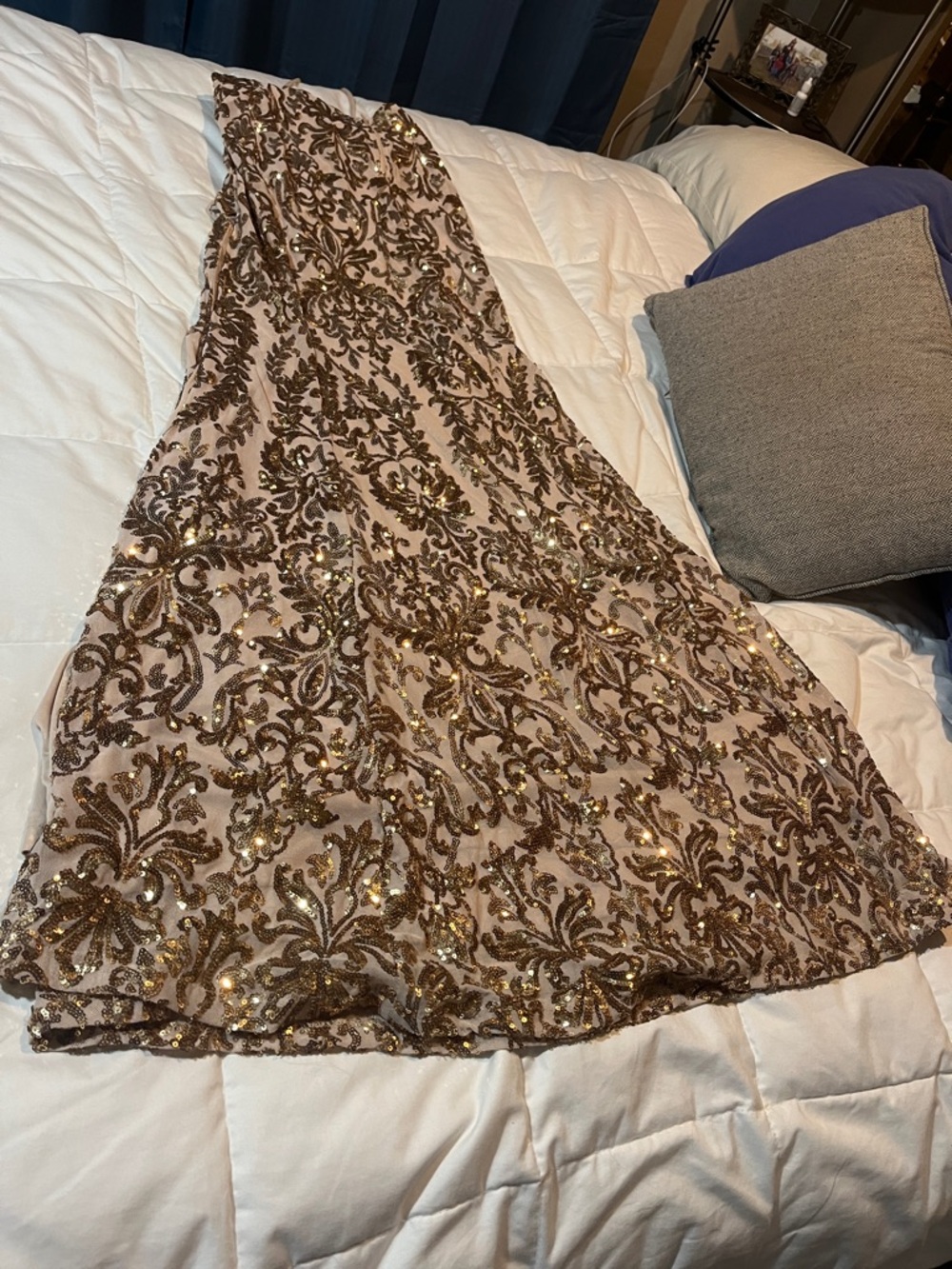 Gold Sequined Mermaid Prom Dress - Picture 7 of 9